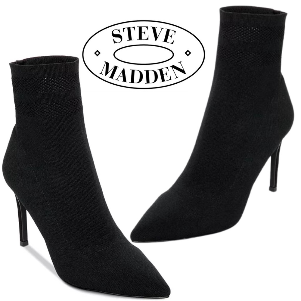 Brand New | Steve Madden | Cookie Sock Booties Black High Heels Size 10